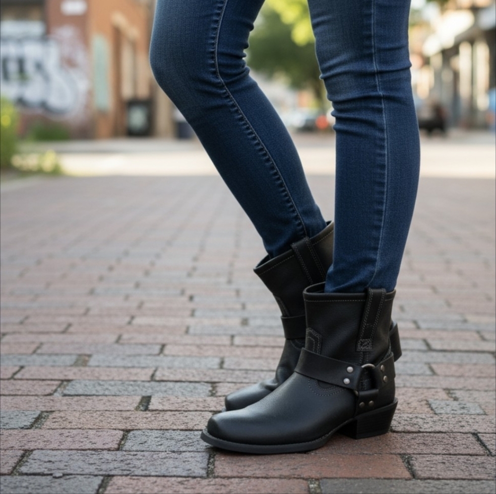 NWT JUSTIN BOOTS , Black Leather Ankle Boots. Size 6B - Picture 7 of 12